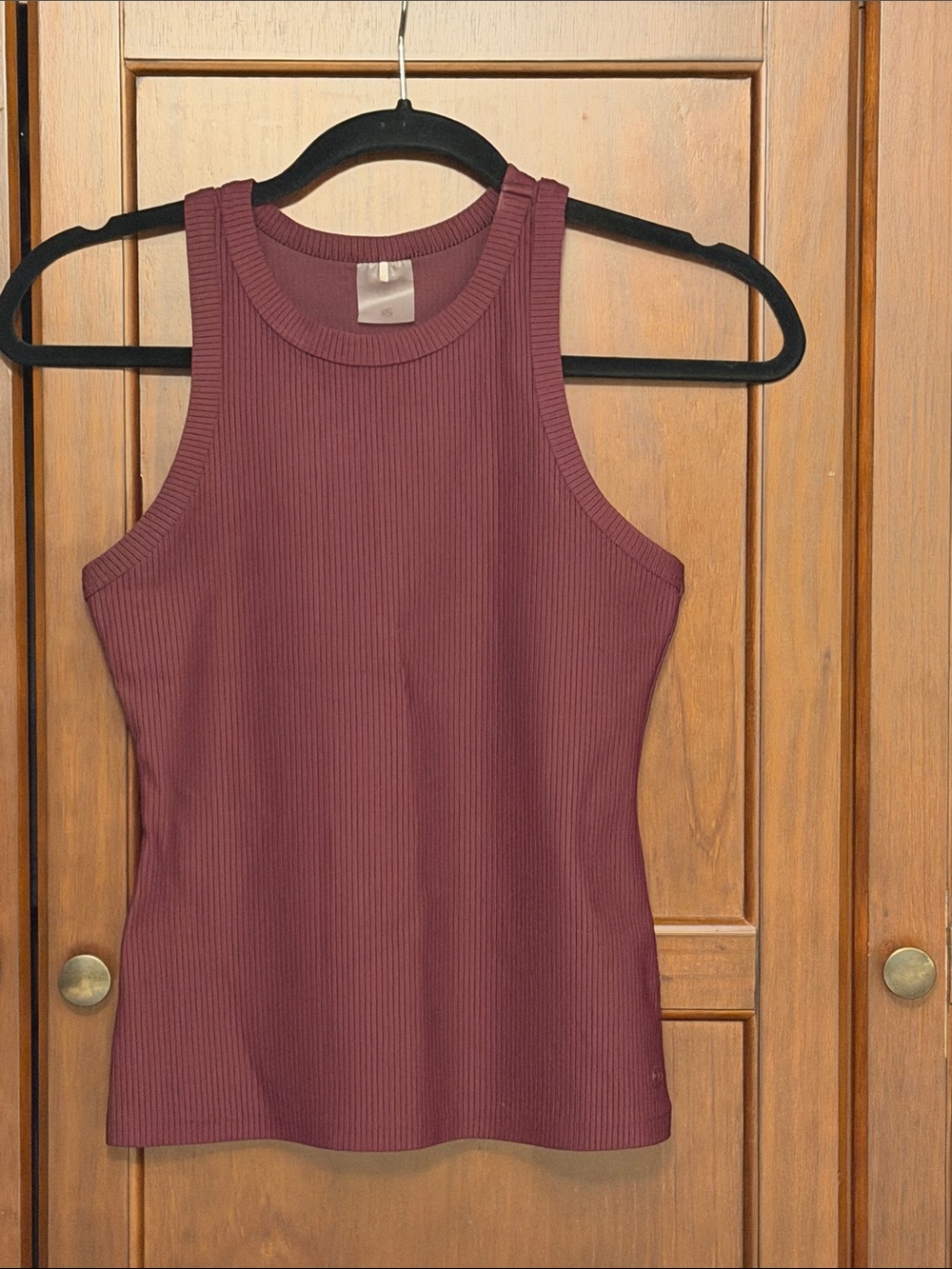 Calia Ribbed High Neck Tank Top - Wine